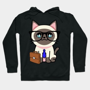 Cute Siamese cat is a colleague at work Hoodie